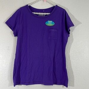 Hanes Women's Comfort Soft Short Sleeve Crew Tee Pocket Bright Plum Size XL New